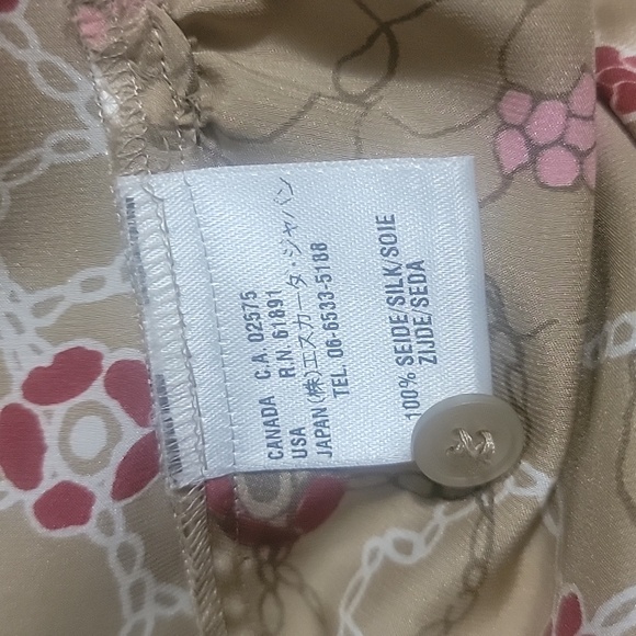 NWOT WOMEN'S ESCADA 100% SILK FLORAL cream long sleeve collar blouse size 36 - Picture 8 of 10